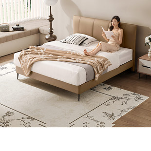 芝华仕真皮弹簧乳胶床垫软垫大床主卧高脚现代简约复古风C603