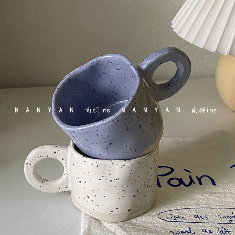 ins韩式小众 牛奶杯咖啡杯甜品杯早餐杯 280ml 手捏陶瓷杯马克杯