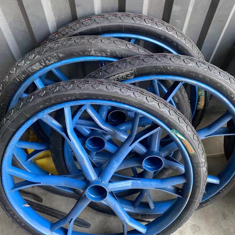 工地手推车斗车实心轮子26x2人力车轱辘劳动车轮子实心轮钢圈加重