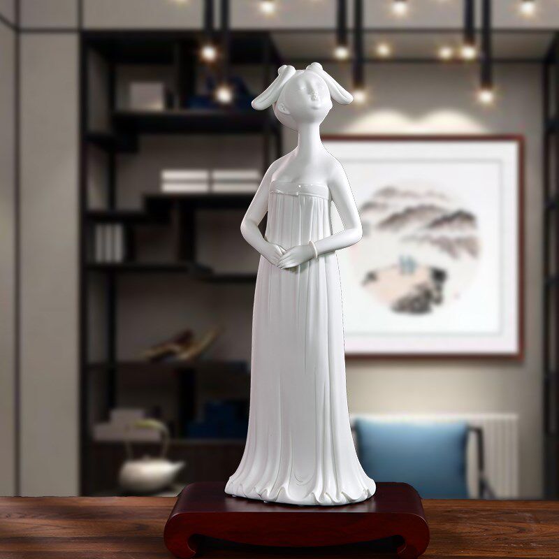 墨修缘德化白瓷陶瓷人物美女少女仕女雕塑艺术家居客厅装饰品摆件