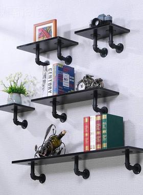 墙上置物壁架复古XDI墙创意隔板一字搁壁板铁艺花架墙面水挂管装