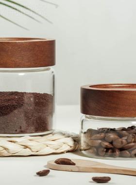 美式咖啡豆保罐小号便携茶存叶罐咖啡粉瓶酱瓶73116干货玻空果璃