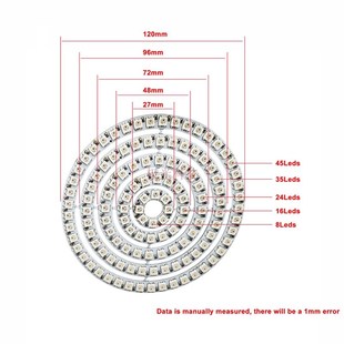 LED幻彩圆形灯圈2812B幻彩5V天使眼灯圈彩环内置IC8 16 24 35 45D
