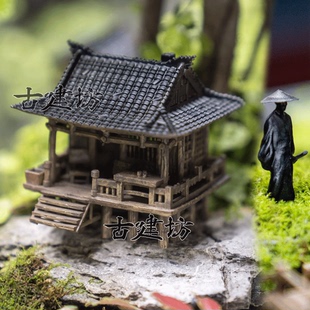 造景小擺件江湖故人俠客古風建筑盆景微景觀假山造景微縮模型人物