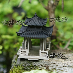 微景观双层亭造景古风建筑摆件楼阁假山水陆缸奇石盆景摆件模型