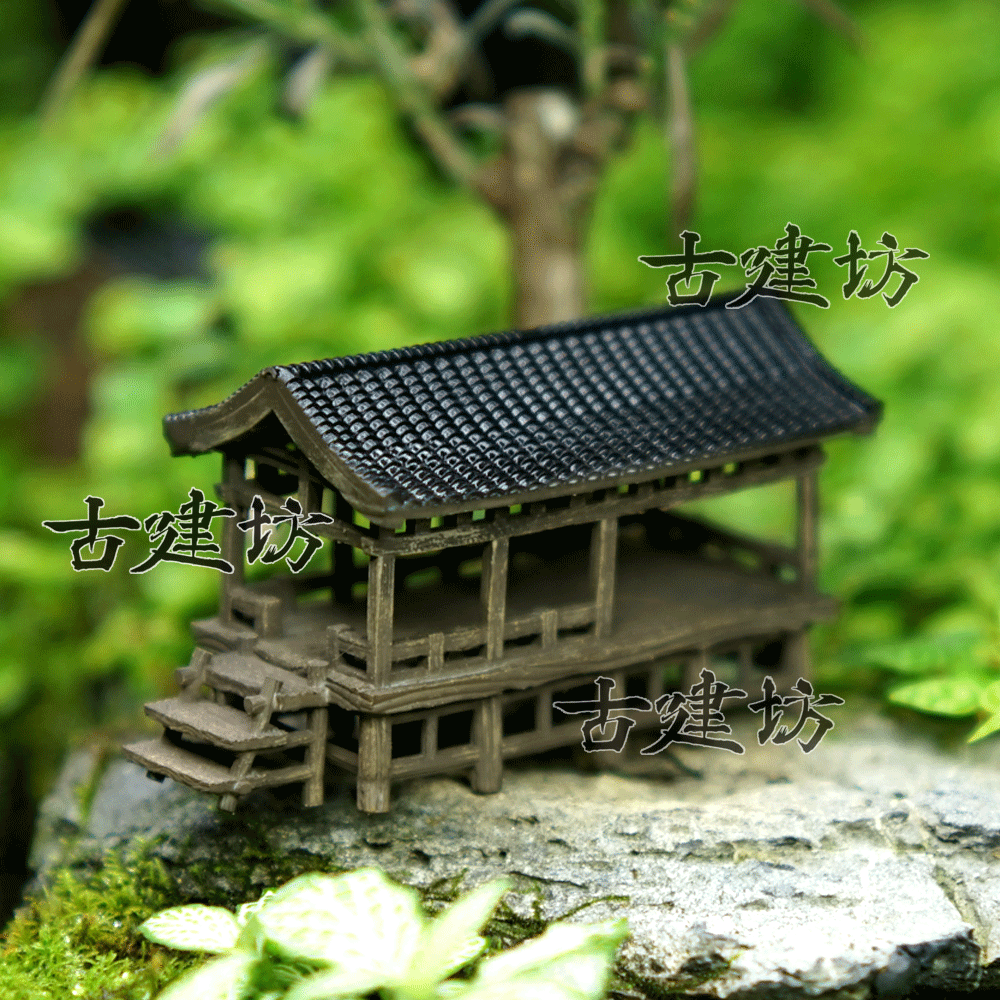 鱼缸造景水陆微景观盆景假山古风建筑凉亭树脂摆件模型房子装饰