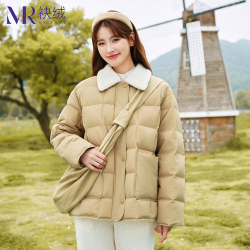 袂绒短款羽绒服女冬季保暖