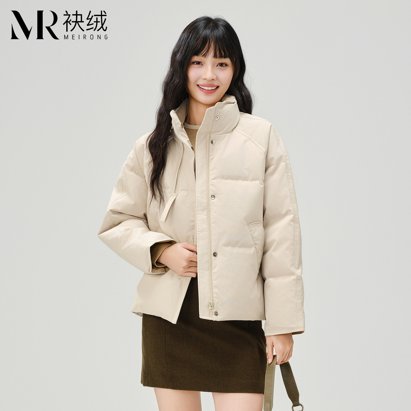 袂绒女士短款加厚90白鸭绒羽绒服