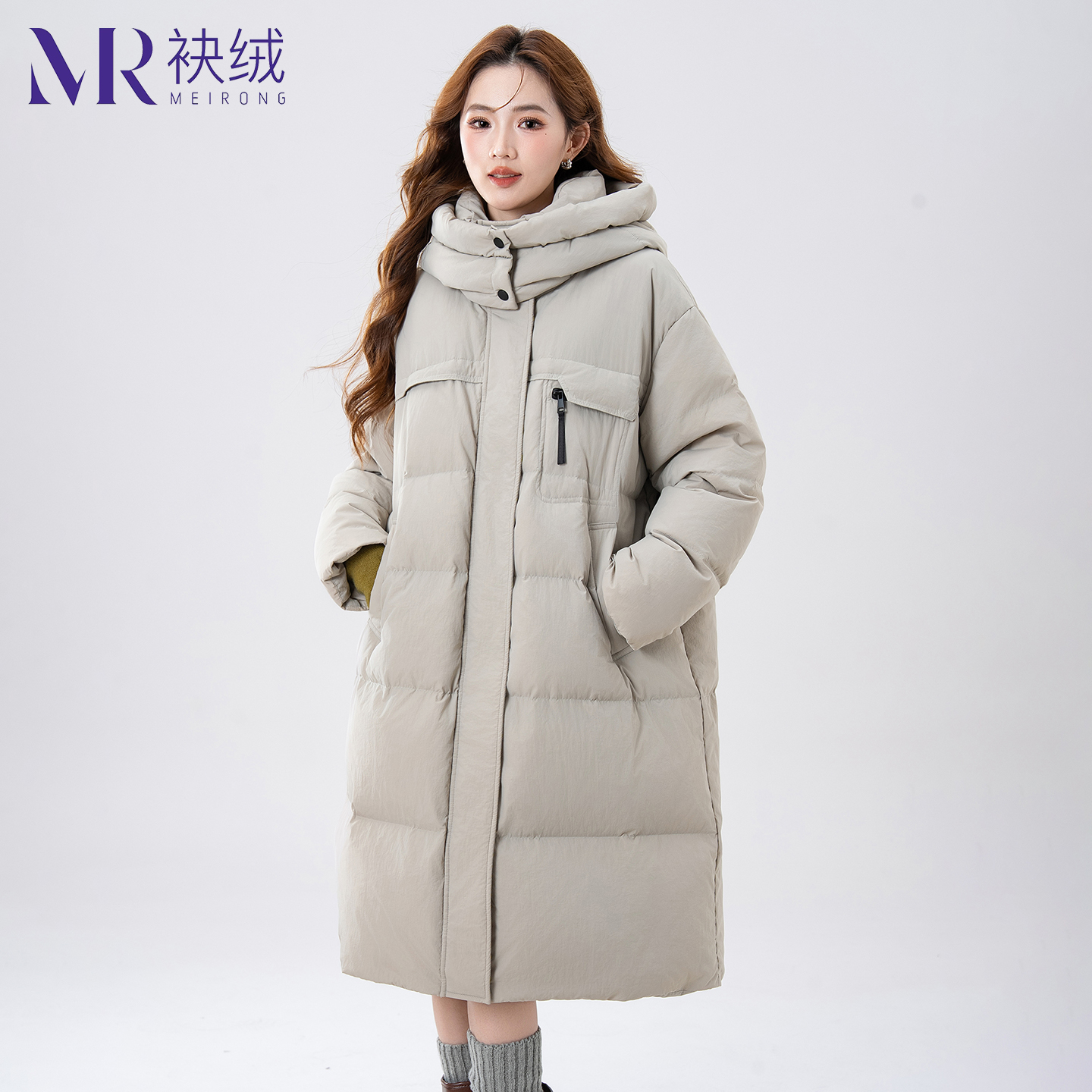 袂绒羽绒服女长款加厚保暖