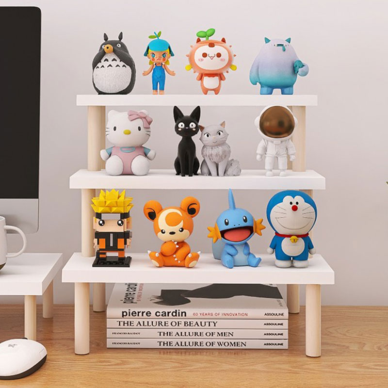 阶梯展示架桌面阶梯式置物架手办陈列作品展示台桌上实木梯形架子