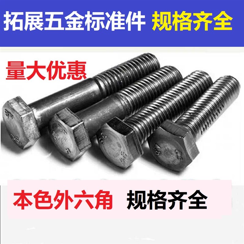 M22 4.8级本色外六角螺栓 螺丝 六角头螺杆螺钉M22*40 45 50-200