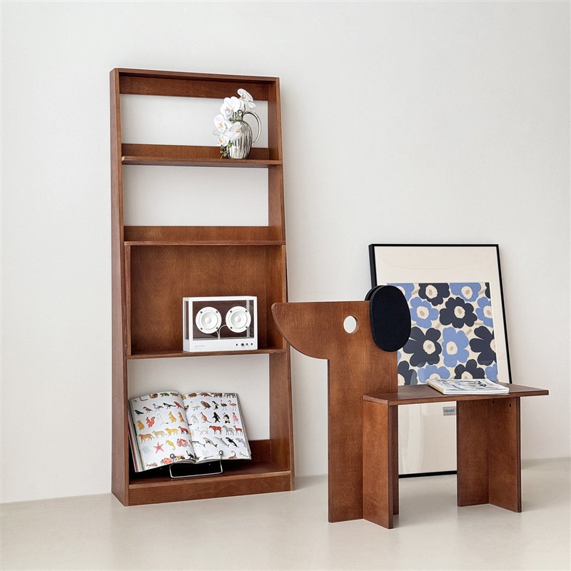 韩国ins海洋板中古置物架实木复古杂志架咖啡店装饰落地收纳书架