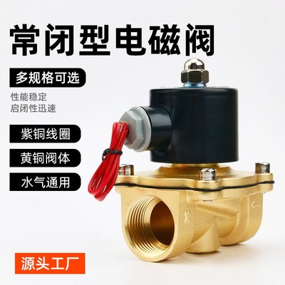 全铜电磁阀2w水阀气阀常闭AC220V24V紫铜线圈2分3分水管开关水阀