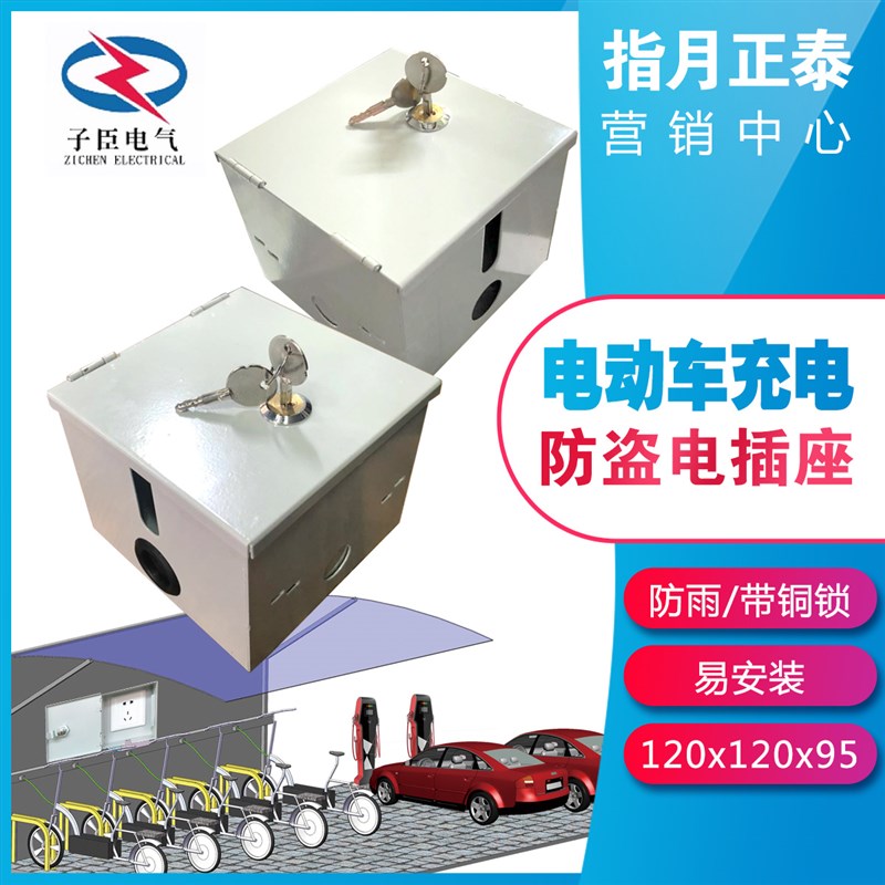 电动车充电插座庄户外防雨插座锁盒子带锁插座防盗电室外防水