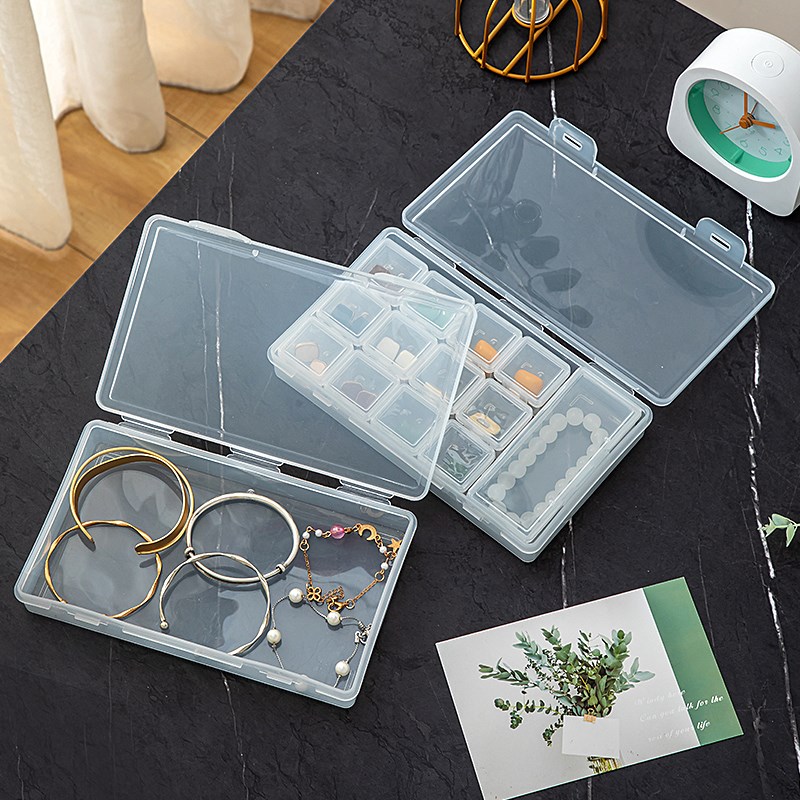 便携迷你透明塑料收纳空盒珠宝首饰耳环耳钉戒指配饰配件饰品盒子