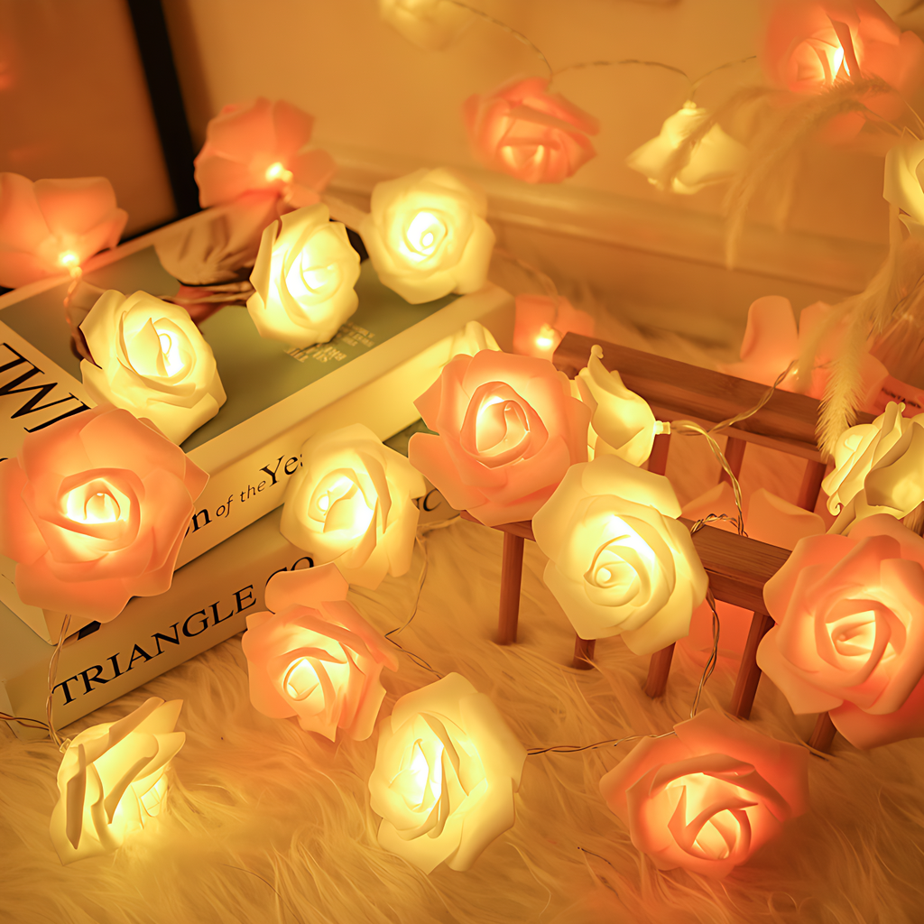 LED仿真玫瑰花灯串小彩灯