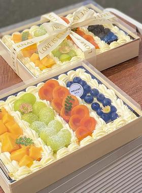 嘉木烘焙包装高档水果便当盒提拉米苏蛋糕盒寿司盒方形木质打包盒