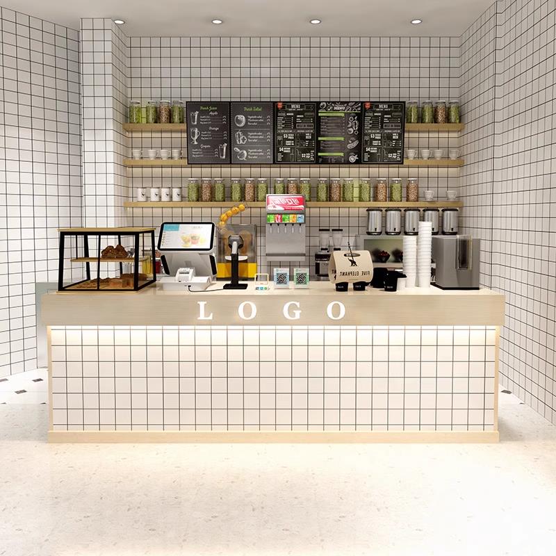定制网红简约收银台商用餐饮奶茶店铺烤漆柜台前台接待台吧台桌