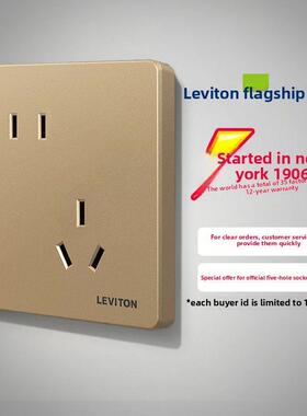 美国立维腾开关插座面板香槟金86型家用暗装五孔插座多孔带开关