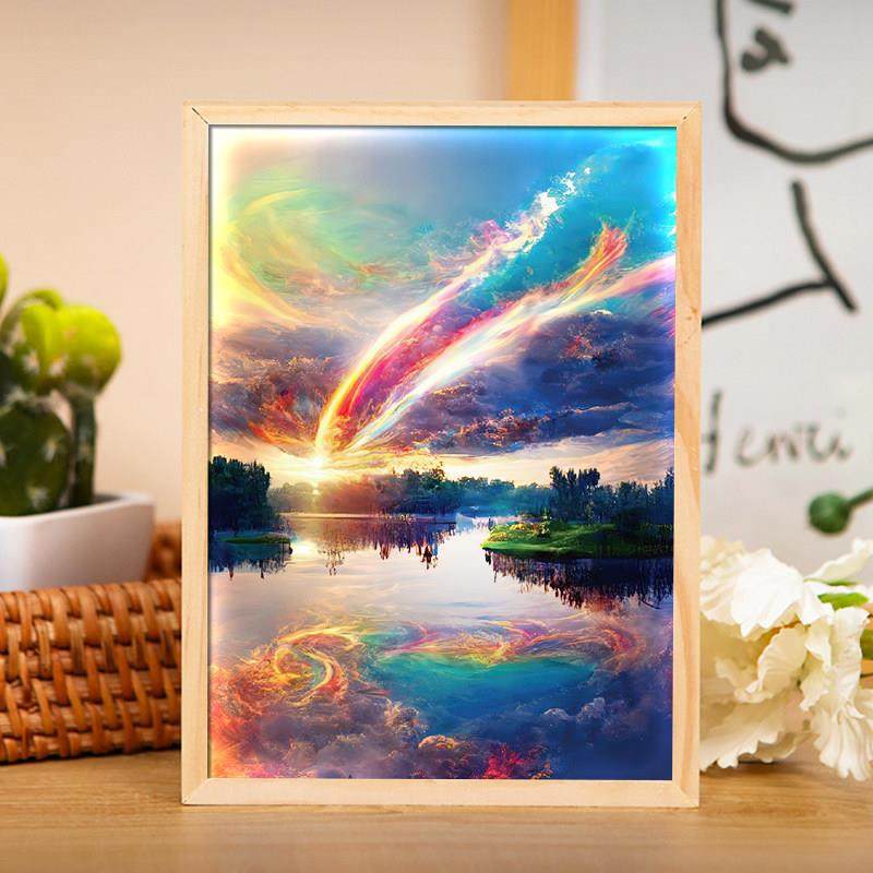 ins发光装饰画星空风景灯光画房间床头治愈系灯画卧室小摆件礼物,家居饰品,现代装饰画,淘宝优惠券,粉丝福利购,淘宝优惠卷