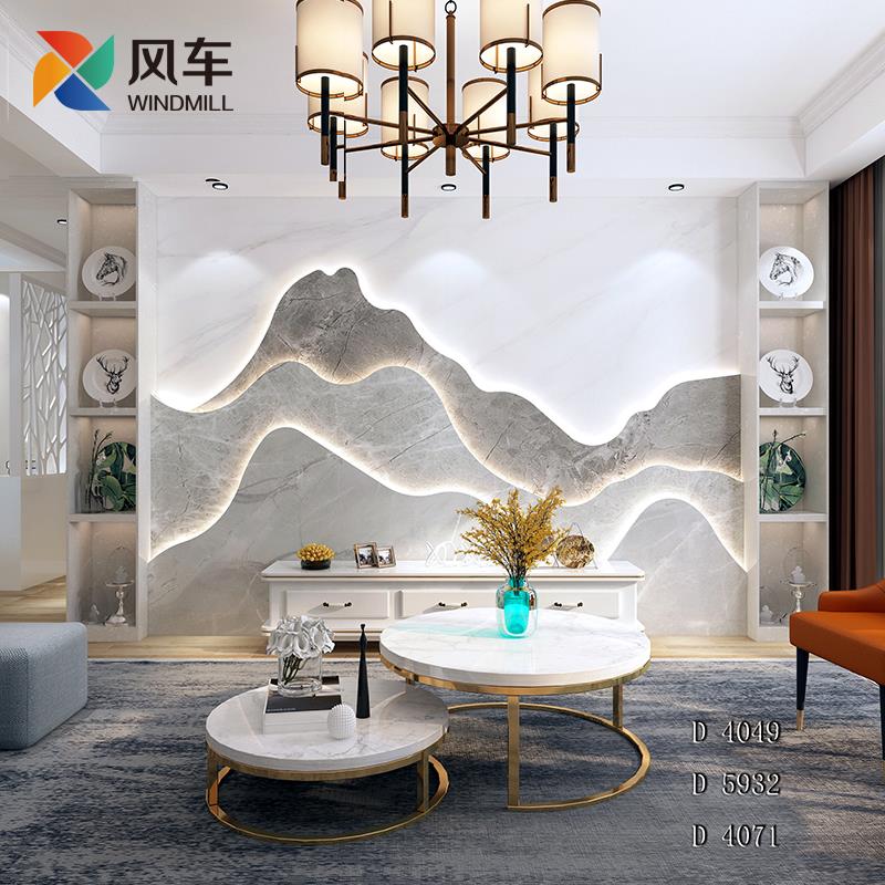 叠层岩板电视背景墙瓷砖2024新款现代客厅多层轻奢大理石前台装饰