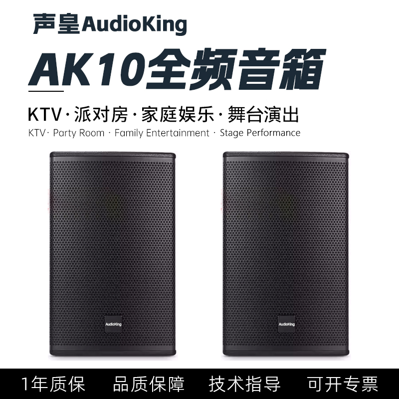 声皇AudioKing AK10音箱专业KTV唱歌卡拉OK酒吧清吧10寸300W一对