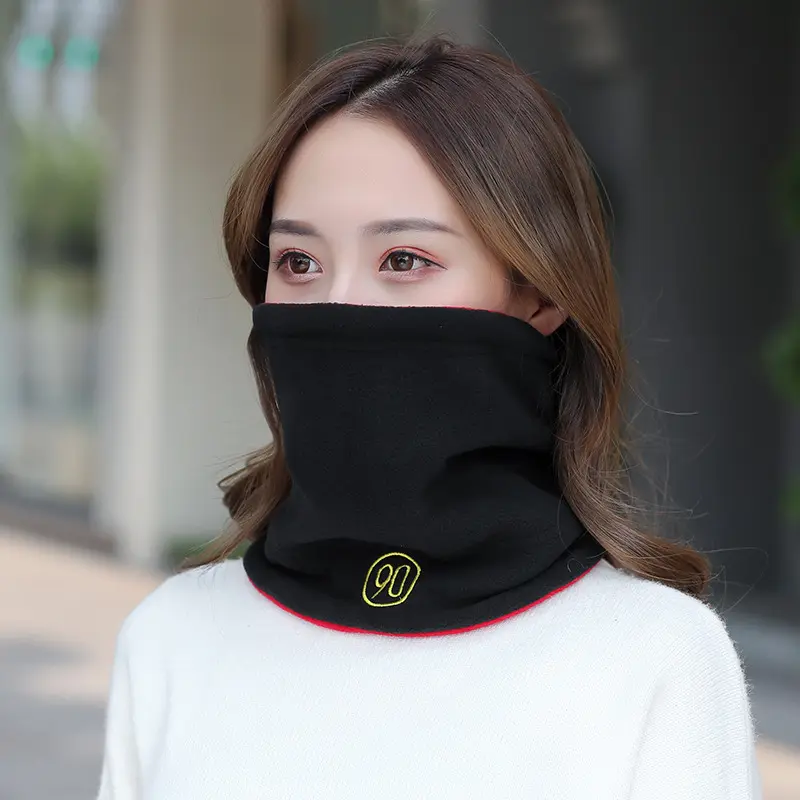 韩版百搭脖套女秋冬季保暖抓绒围脖颈套防风骑行围巾防寒帽子两用