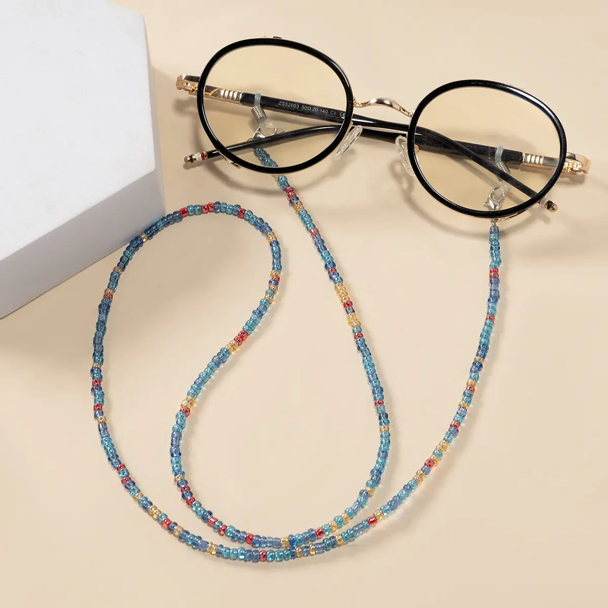 欧美饰品 蓝色串珠眼镜链 时尚防滑口罩绳挂绳配饰