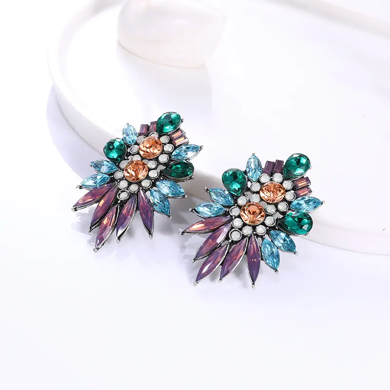 法式复古超闪水晶满钻大耳环高级感时尚潮流红毯耳环