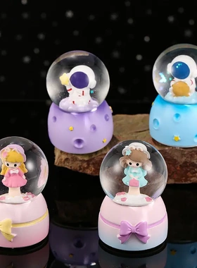 宇航员45号水晶球带灯办公桌面小摆件少儿生日礼物