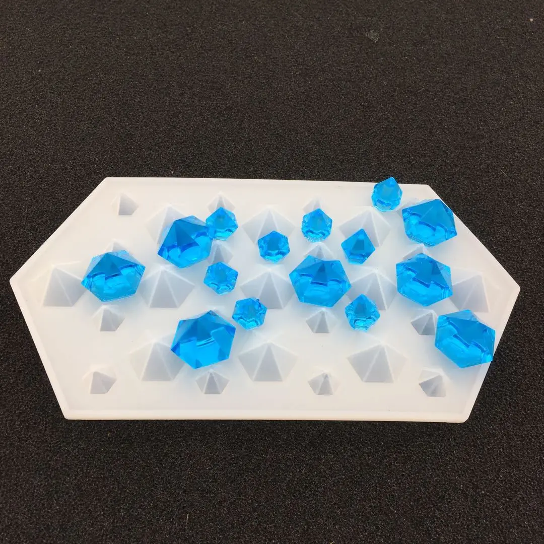 水晶滴胶钻石吊坠模具 硅胶滴胶模具大钻石冰格滴胶烟灰