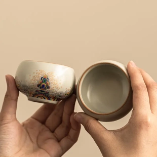 汝窑功夫茶具单杯家用泡茶单个高档陶瓷茶杯冰裂釉主人杯 新款