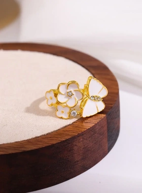 欧美小清新花朵戒指简约冷淡风百搭气质个性女士食指戒手饰品