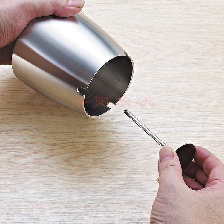 一件不锈钢烟灰缸定Logo创意个性欧式防风圆形金属烟缸小号