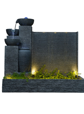 欧式水幕墙假山流水喷泉别墅庭院水G景屏风公司装饰景观家居摆件