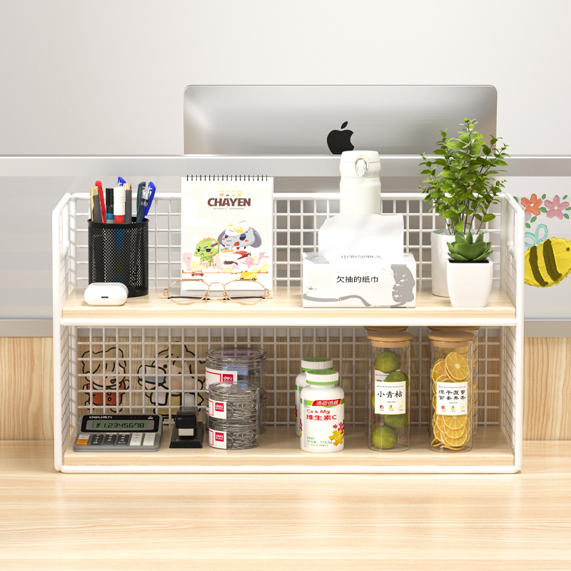 工位桌面收纳层h架办公室桌上多层置物架书桌文档分层整理架神器
