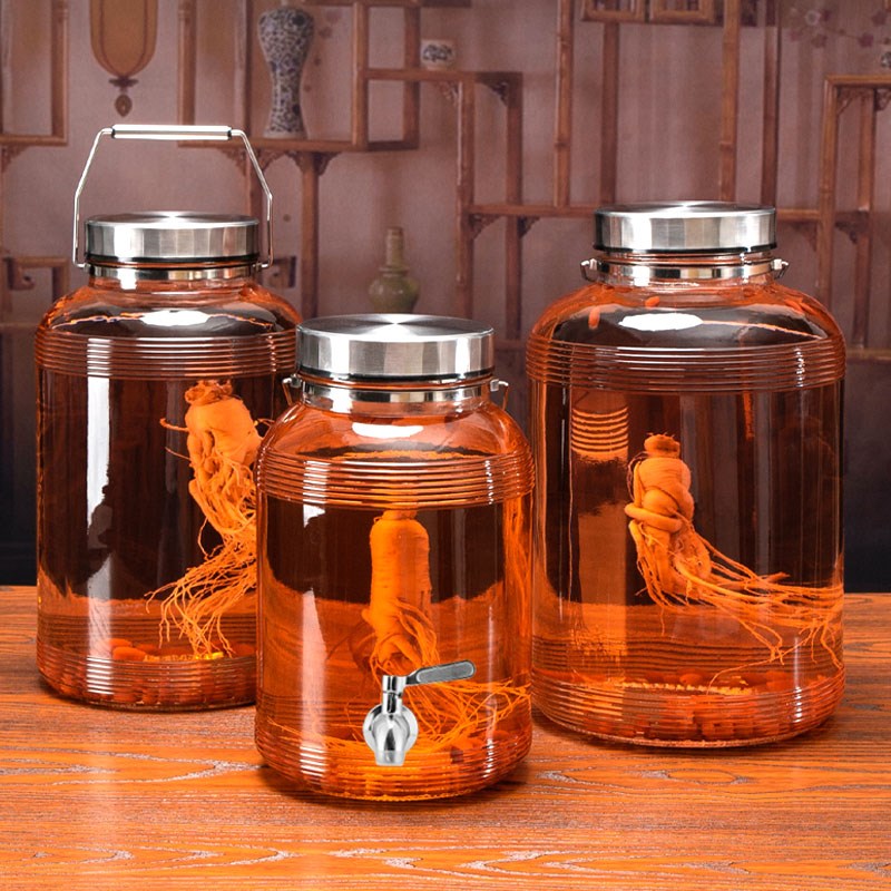 泡酒专用酒瓶密封罐玻璃容器加厚酒坛D酒罐10斤20斤装带龙头泡酒