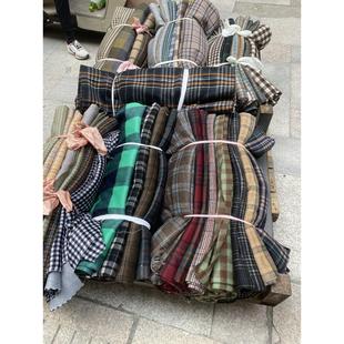 澳毛双面羊绒布料双面羊驼绒零头布大块布大衣面料可剥开格纹