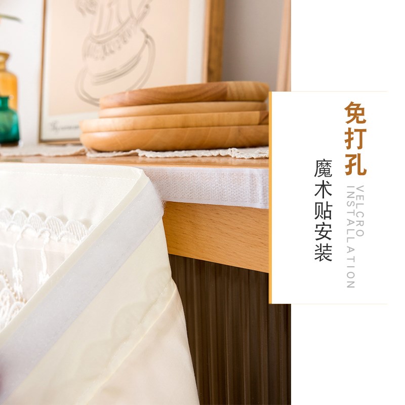 柜子遮挡帘橱柜鞋架书架衣柜防尘帘免打孔魔O术贴置物架杂物遮挡
