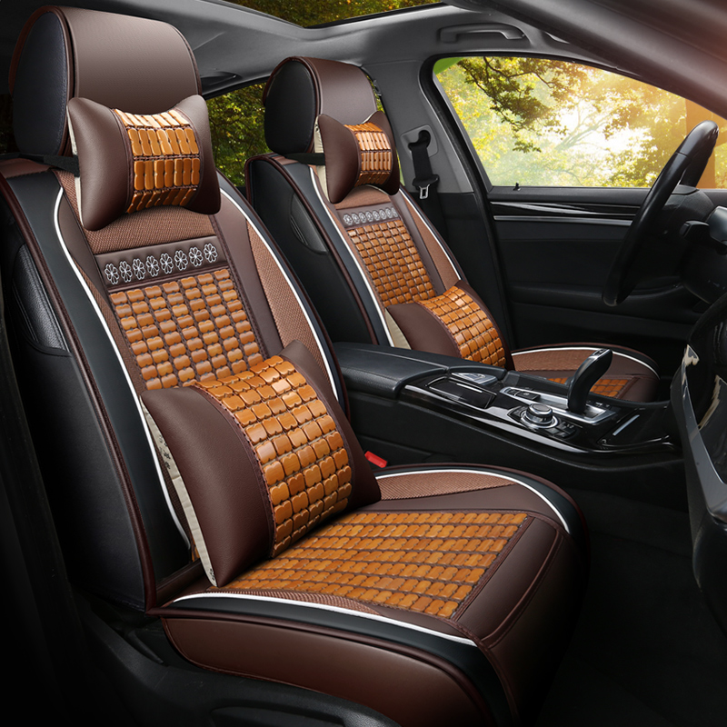 汽车坐垫夏季竹片木珠凉席座垫夏天专用冰丝座套全U包围座椅套凉