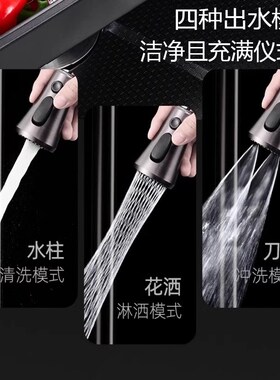 5MM加厚纳米304不锈钢瀑布水槽大单F槽洗菜盆厨房家用左侧排水碗