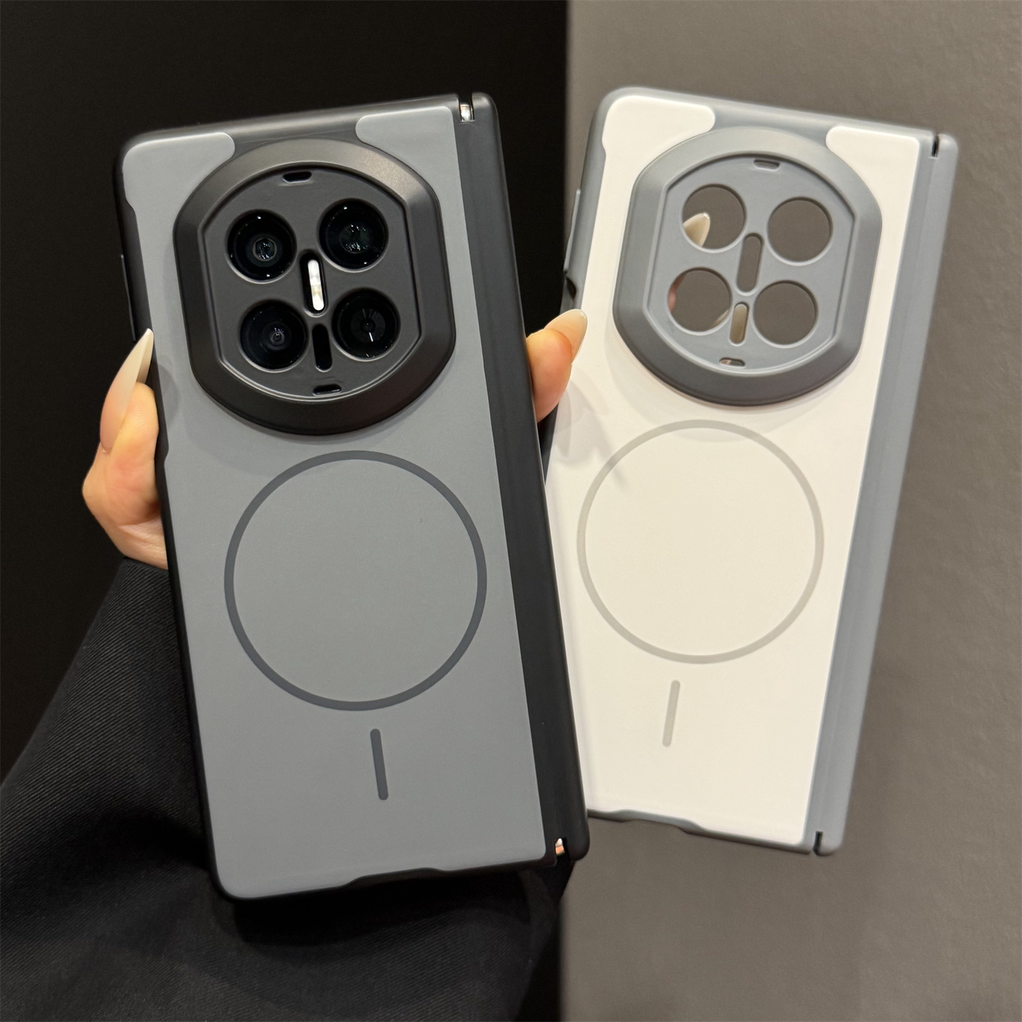 【双中轴保护】宇桐适用华为MateX7折叠屏黑色手机壳mateX7典藏肤感磨砂彩盾磁吸简约时尚全包防摔男女通用