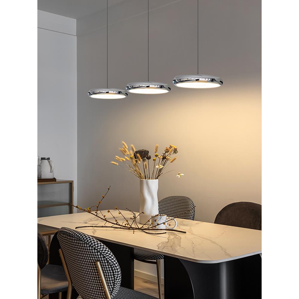 飞碟饭厅吊灯现代简约三头吧台吊灯北欧极简圆形长盘餐桌饭厅吊灯