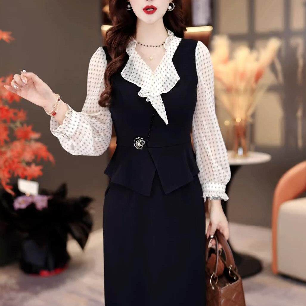 好货广州十三行气质百搭连衣裙女2026秋季新款妈妈装修身显瘦中长
