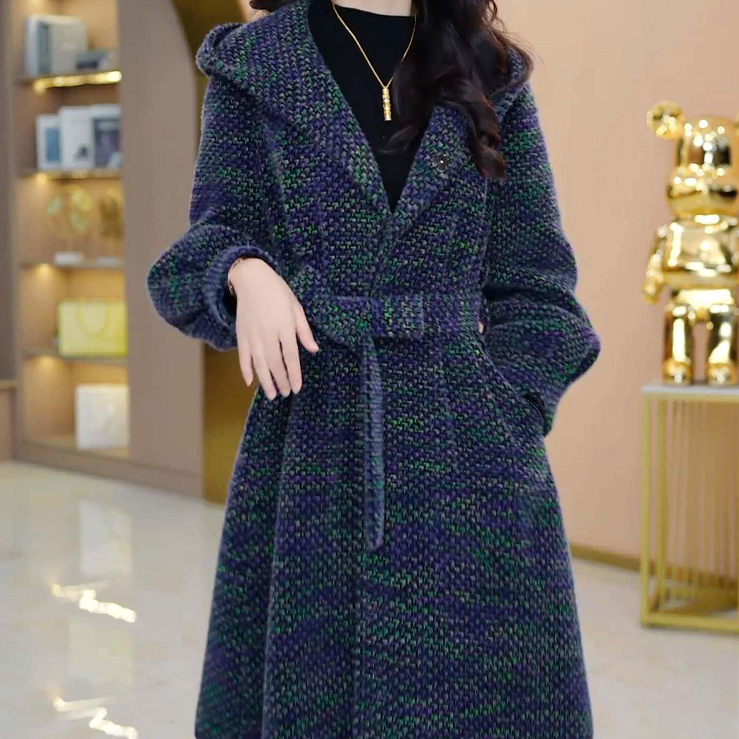 好货时尚连帽毛呢大衣女2026冬季新款妈妈装显瘦洋气高级感中长款