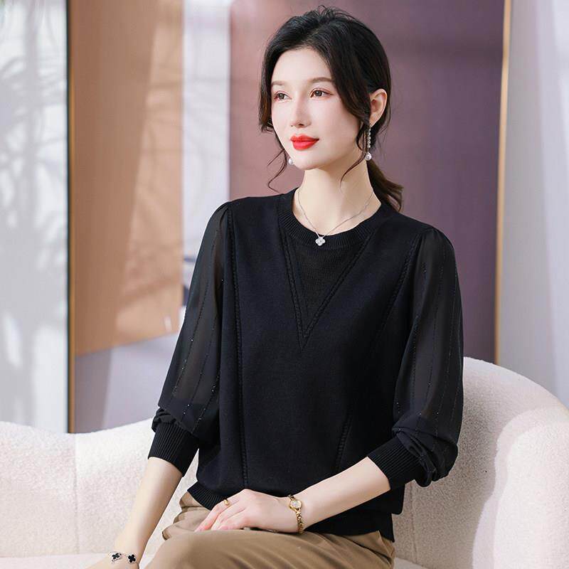 好货时尚中年女士针织雪纺衫春秋2026新款妈妈洋气小衫秋季气质上