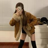 推荐 拼接狐狸毛棉服加厚环保皮草毛绒 牛仔外套女短款 2025冬季 新款