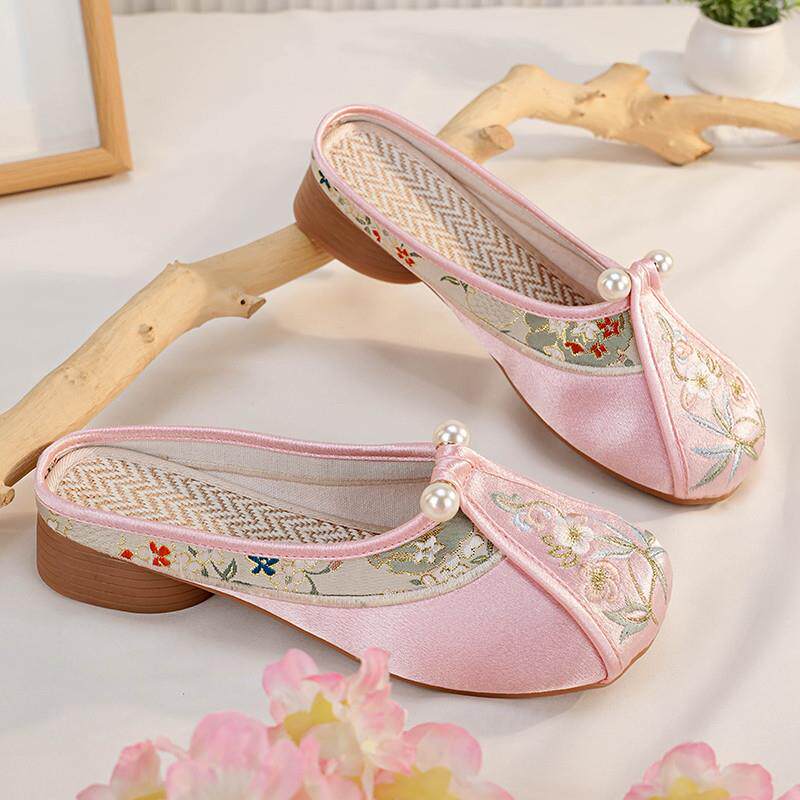 新品《玉锦拖》包头绣花拖鞋2026春夏季古风旗袍鞋子新中式国风女