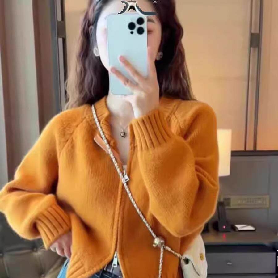 好货慵懒风气质双拉链毛衣外套女宽松2026春秋短款设计感针织开衫