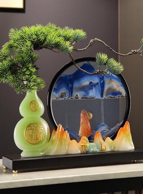 新品流水生财假山流沙画摆